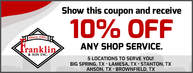 Show this coupon and receive 10% off any shop service.